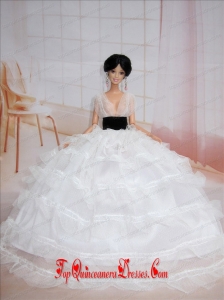 Exclusive Ball Gown White Wedding Clothes Barbie Doll Dress