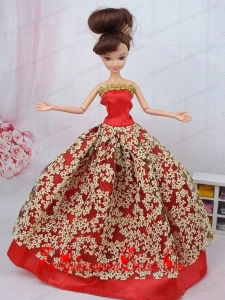 Fashionable Red Ball Gown Barbie Doll Dress