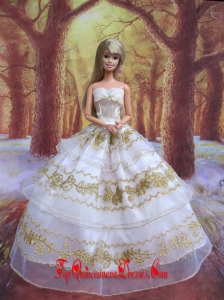 Perfect Wedding Clothes Embroidery Ball Gown Gown For Barbie Doll
