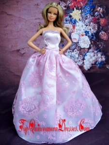 Simple Lilac Princess Embroidery Barbie Doll Dress