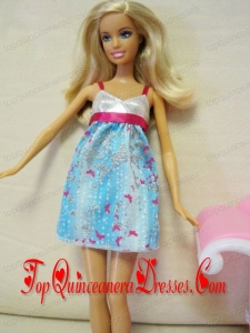 Beaded Ombre Color Dress With Straps Mini-length Barbie Doll Dress