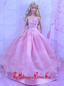 Beautiful Pink Princess Dress With Lace Made To Fit the Barbie Doll