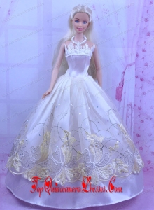 Elegant White Princess Dress For Barbie Doll With Appliques