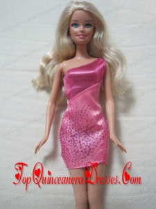 Fashion One Shoulder Mini-length Dress With Sequin and Beading Made To Fit the Barbie Doll