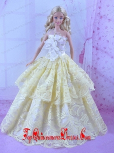 Gorgeous Yellow Princess Dress For Barbie Doll