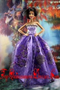Appliques New Fashion Princess Pink Dress Gown For Barbie Doll