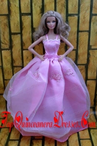 Ball Gown Dress For Barbie Doll Dress With Lavender and Straps