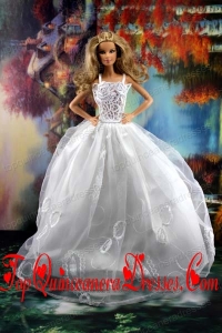 Beauty Ball Gown and Embroidery For Barbie Doll Wedding Dress
