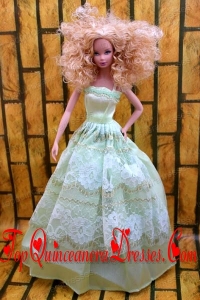 Cute Yellow Green Party Dress Made To Fit the Barbie Doll
