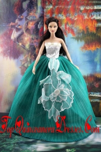 Elegant Green Gown With Appliques Dress For Barbie Doll