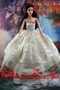 Lace Over Skirt and Ball Gown Made To Fit the Barbie Doll