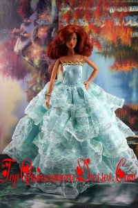 Lace Over Skirt and Light Blue Gown For Barbie Doll