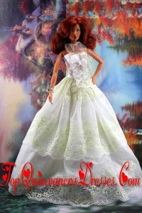 Lace and Hand Made Flowers To A-line Barbie Doll Dress