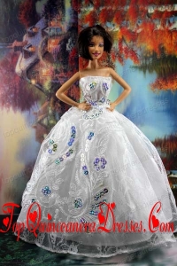 Perfect Embroidery and Sequin For White Holiday Dress To Barbie Doll
