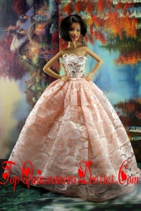 Perfect Pink Princess Dress With Lace For Barbie Doll
