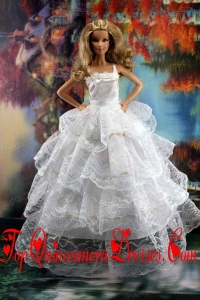Pretty Ruffled Layers Wedding Dress To Barbie Doll Dress