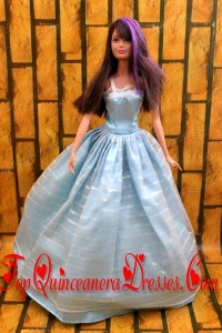 Simple Baby Blue Floor-length Dress For Noble Barbie
