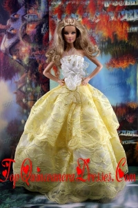 The Most Amazing Yellow Dress With Hand Made Flowers To Fit The Barbie Doll