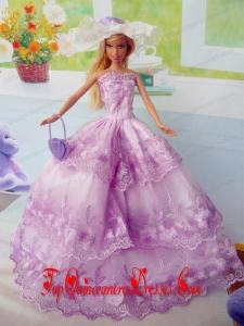 Beautiful Fuchsia Party Clothes Fashion Dress for Noble Barbie Doll Organza
