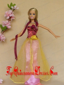 Colorful Hand Made Flowers Handmade Dresses Fashion Party Clothes Gown Skirt For Barbie Doll