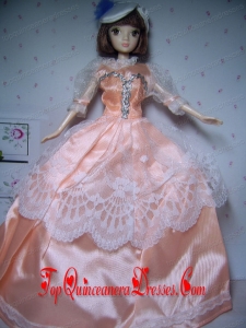 Elegant Orange Gowns Taffeta Made to Fit the Barbie Doll