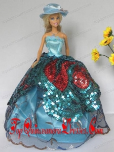 Free Shippment Barbie Doll Lace and Sequins Clothes Party Dresses Gown