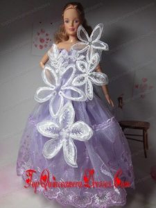 Pretty Party Clothes Lilac Beautiful Dress Tulle for Noble Barbie Doll
