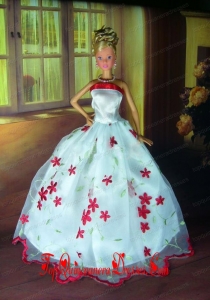 Sweet Lace White Strapless Party Clothes Fashion Dress for Noble Barbie