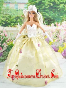 Beautiful Champagne Gown With Embroidery Dress For Noble Barbie