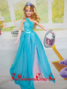 Beautiful Chiffon Blue Chiffon Party Dress for Noble Barbie Doll