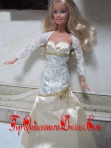 Elegant Champagne Beading Decorate Mermaid Wedding Clothes Barbie Doll Dress