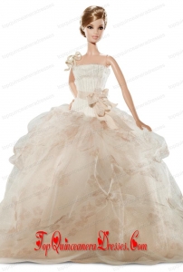 New Beautiful Handmade Champagne Organza Party Dress for Noble Barbie