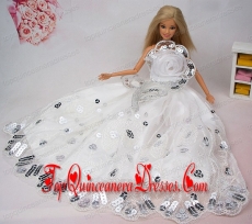 Beautiful Hand Made Flower Sequin Barbie Doll Dress