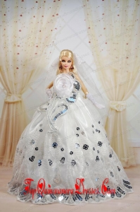 Amazing Ball Gown Dress For Noble Barbie With Sequin and Hand Made Flowers