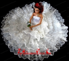 Exclusive Wedding Clothes Ruffled Layers Barbie Doll Dress