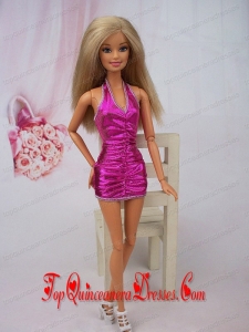 Sexy Halter Fuchsia Mini-length Party Clothes Fashion Dress For Noble Barbie