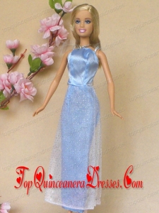 Simple Baby Blue Holiday Dress To Barbie Doll