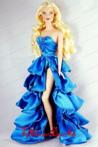 Sweet Party Dress With Ruffles and High Slit For Barbie Doll