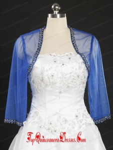 2014 Discount Royal Blue Long Sleeves Wraps with Beading