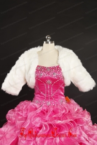 2014 Elegant Rabbit Fur White Long Sleeves Wraps