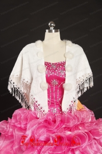 2014 White Open Front Shawls with Button