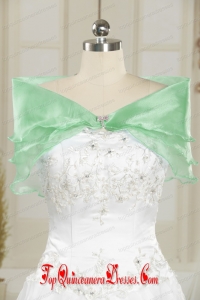 Beautiful Organza Beading Apple Green Shawls for 2014
