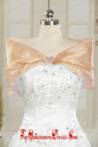 Champagne Open Front Organza Beading Shawls for Wedding