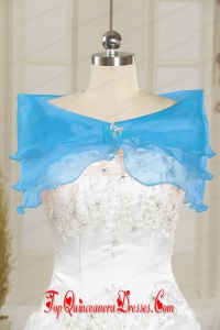 Fall Organza Beading Shawls in Baby Blue