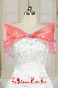 Formal Organza Watermelon Shawls with Beading