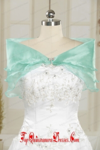 Ice Blue Organza Beading Shawls for Wedding