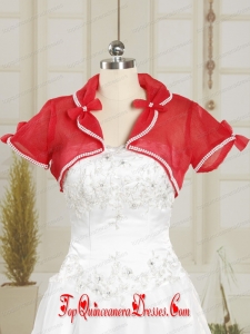 Simple Red Organza Wedding Party Shawls with Beading