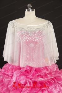 White Organza Beading Shawls for Summer