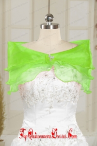 Beautiful Beading Organza Shawls in Spring Green