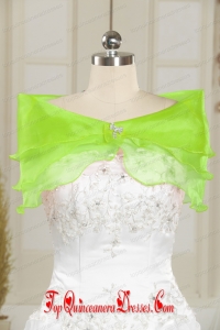 Beautiful Organza Beading Spring Green Shawls for Wedding